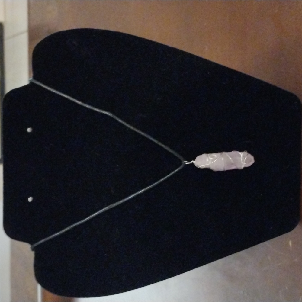 Wire wrapped quartz crystal necklace